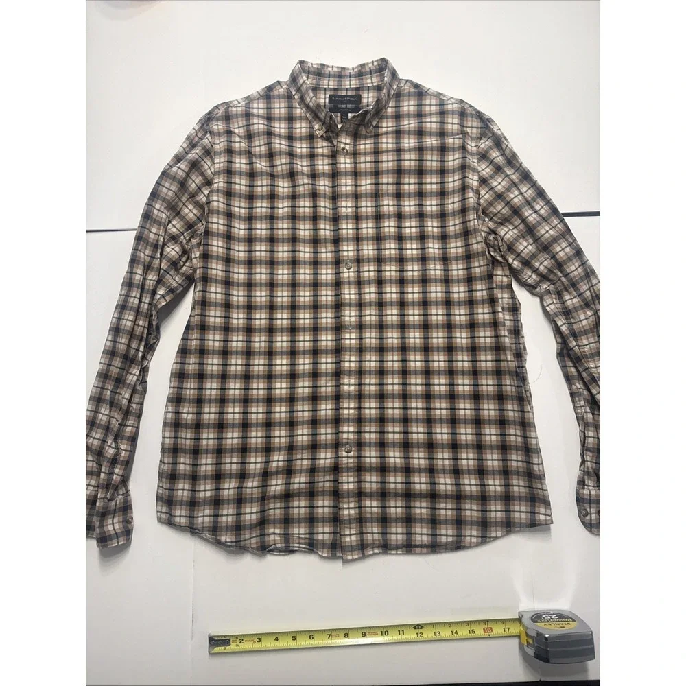 Banana Republic XL Tall Untucked Standard Fit Plaid Long Sleeve‎ Shirt